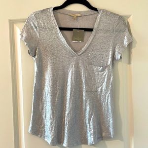 Anthropologie Bordeaux Silver XS T-shirt
